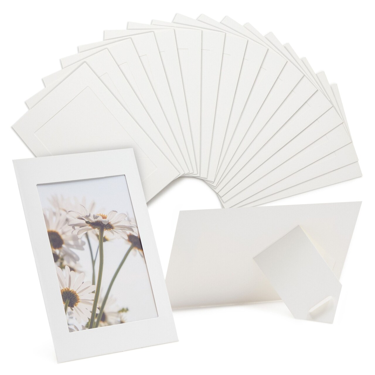 50 Pack White Paper Picture Frames for 4x6 Inserts, Cardboard Photo Easels  for DIY, Classroom Crafts